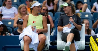Angelique Kerber and Caroline Wozniacki at the 2019 US Open