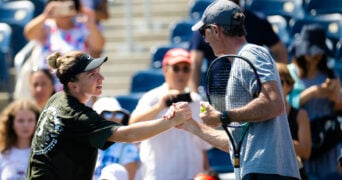 Darren Cahill and Simona Halep at the 2022 US Open