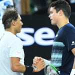 Rafael Nadal and Milos Raonic at the 2017 Australian Open