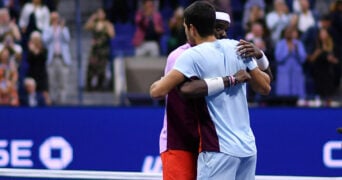 Carlos Alcaraz and Francis Tiafoe at the 2022 US Open