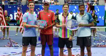 Rajeev Ram, Joe Salisbury, Rohan Bopanna and Matthew Ebden at the 2023 US Open