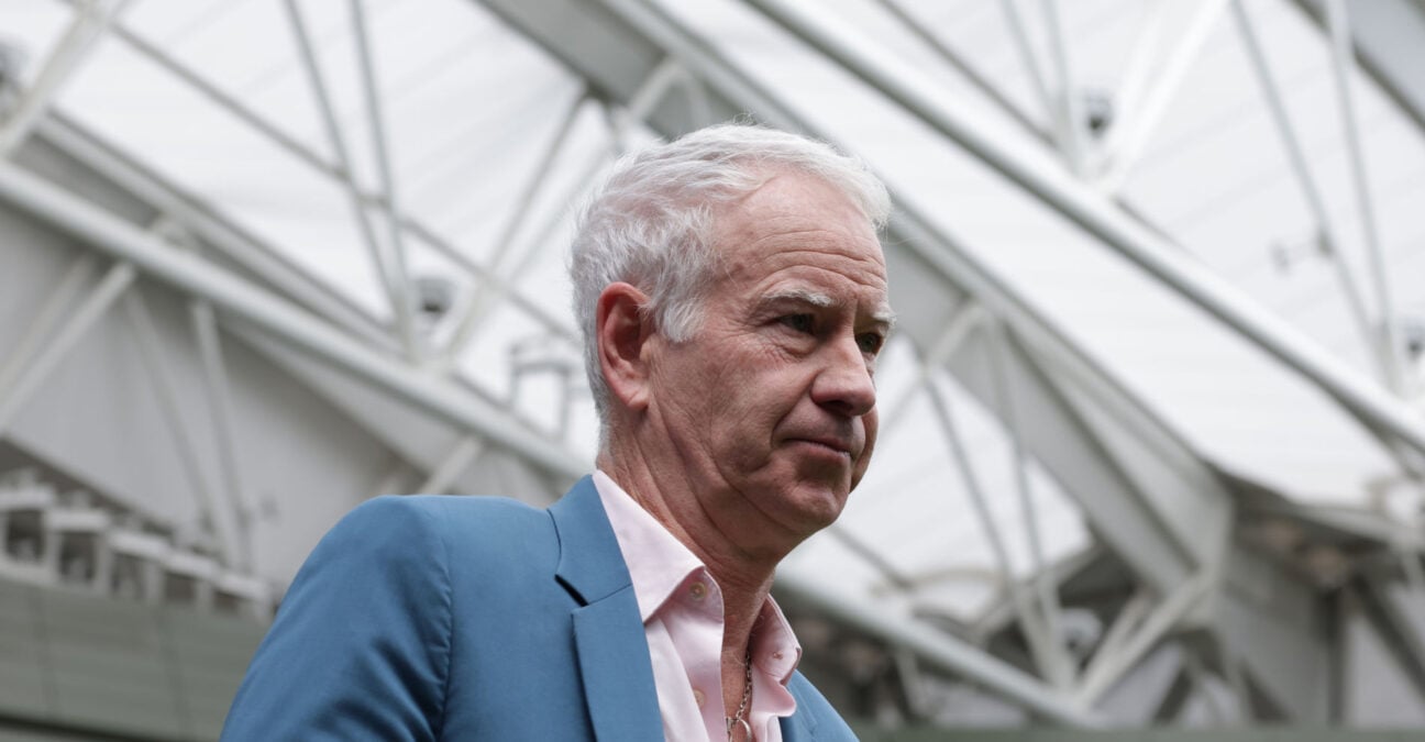McEnroe speaking at Wimbledon