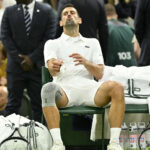 Novak Djokovic during match vs Holger Rune, Wimbledon 2024