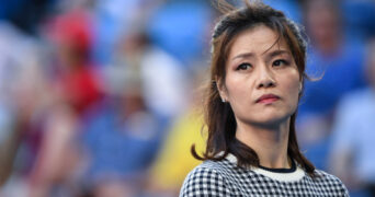 China's Li Na reacts during a ceremony marking the day they have been elected to be included in the International Tennis Hall of Fame at Rod Laver Arena at the 2019 Australian Open in Melbourne, Australia, on Jan. 22, 2019.
