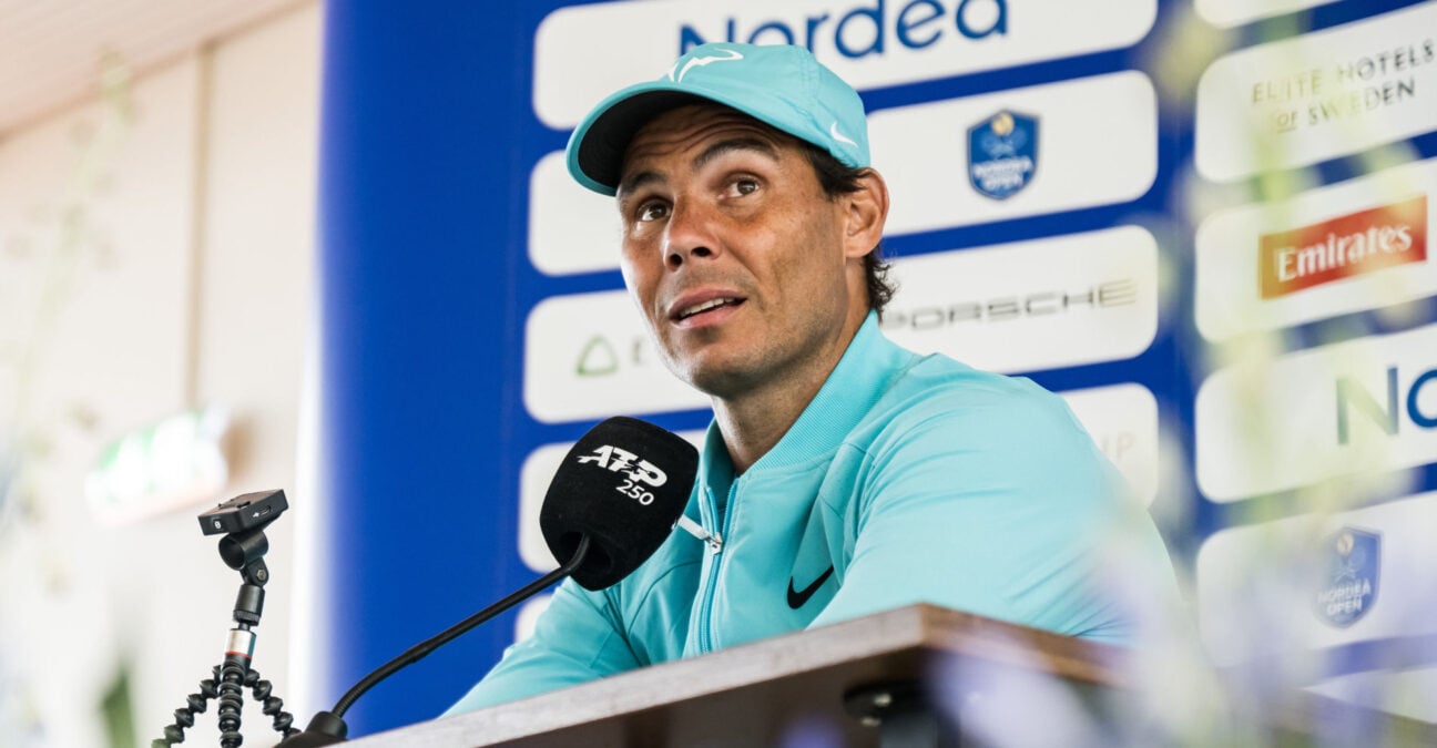 July 15, 2024: 240715 Rafael Nadal of Spain during a press conference of Nordea Open on July 15, 2024 in Båstad. .Photo: Niclas Jönsson / BILDBYRÅN / COP 273 / NO0283.tennis atp 250 nordea open press conference bbeng