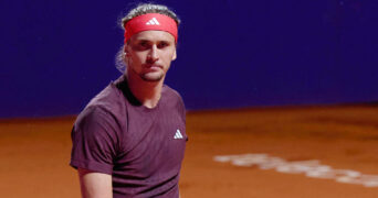 Alexander Zverev of Germany looks towards his box during the quarter finals match against Francisco Cerundolo at IEB Argentina Open 2025 at Buenos Aires Lawn Tennis Club February 14, 2025 in Buenos Aires, Argentina. Photo by Camilla Stolen, Imago Buenos Aires Argentina L1120683