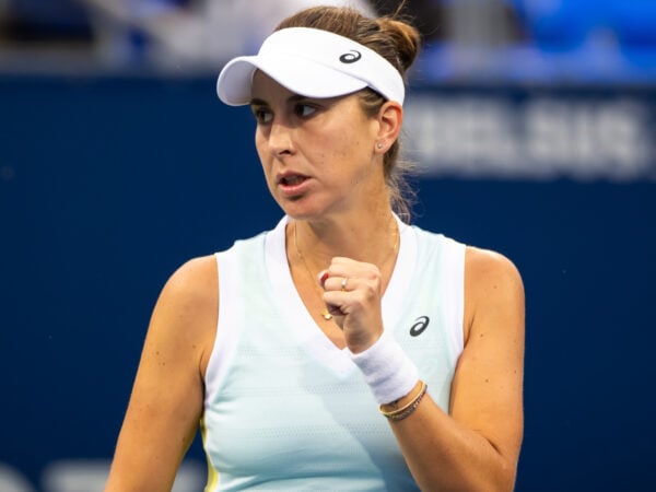 August 7, 2023, MONTREAL, CANADA: Belinda Bencic of Switzerland in action during the first round of the 2023 Omnium Banque Nationale WTA 1000 tennis tournament