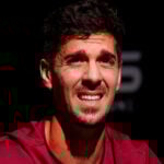 6th December 2024; Copper Box Arena, Stratford, London, England; Ultimate Tennis Showdown Grand Final Day 1; Thanasi Kokkinakis on court interview during a break