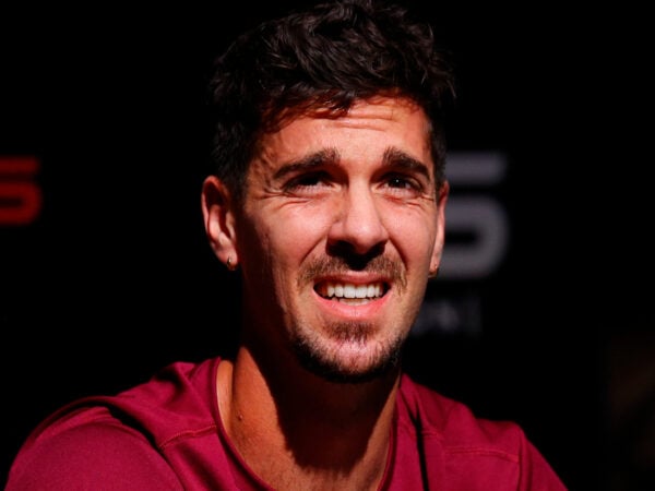 6th December 2024; Copper Box Arena, Stratford, London, England; Ultimate Tennis Showdown Grand Final Day 1; Thanasi Kokkinakis on court interview during a break