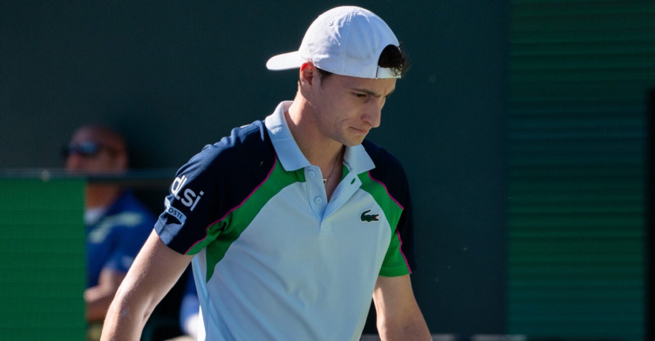 March 09, 2025 - Ugo Humbert from France during his third round match against Holger Rune at the BNP Paribas Open in Indian Wells, CA.