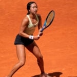 April 26, 2025, Madrid, Madrid, Spain: Ann Li of USA in action against Coco Gauff of USA during the Mutua Madrid Open 2025, ATP Masters 1000 and WTA 1000 tennis tournament, celebrated at Caja Magica on April 26, 2025 in Madrid, Spain.