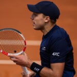 Hamad Medjedovic of Serbia plays his match against Gabriel Diallo of Canada during their match of day two of the Barcelona Open Banc Sabadell at Real Club De Tenis Barcelona, Spain (Judit Cartiel/SPP)