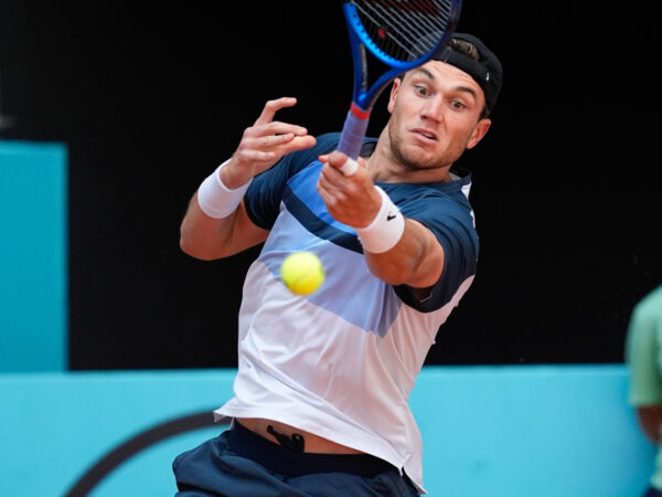 April 29, 2025, Madrid, Madrid, spain: Jack Draper of Great Britain plays against Matteo Berrittini of Italy during the Mutua Madrid Open 2025, ATP Masters 1000 and WTA 1000, tennis tournament celebrated at Caja Magica on April 29, 2025 in Madrid, Spain.