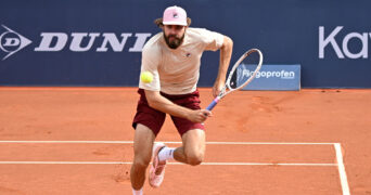 April 15, 2025, Barcelona, Spain: Reilly Opelka during of the Barcelona Open Banc Sabadell at Real Club De Tenis Barcelona, Spain