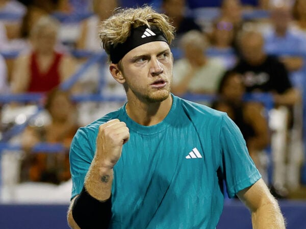 July 25, 2025: Alejandro Davidovich Fokina in his match against Taylor Fritz during the 2025 Mubadala Citi DC Open tennis tournament being played at Rock Creek Park Tennis Center in Washington, D.C.