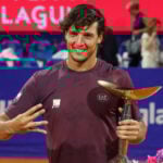Umag, Croatia, 260725. 35th Plava Laguna Croatia Open Umag. Final. Trophy ceremony. In the photo: winner Luciano Darderi. 34-260725