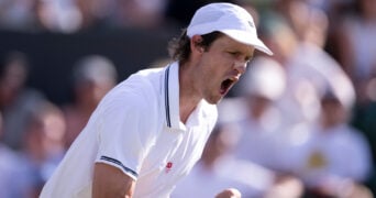 Nicolas Jarry during the Wimbledon 2025 Men’s Singles third round tennis match between Nicolas Jarry and Joao Fonseca at the All England Tennis Club in London, England (Richard Callis/Sports Press