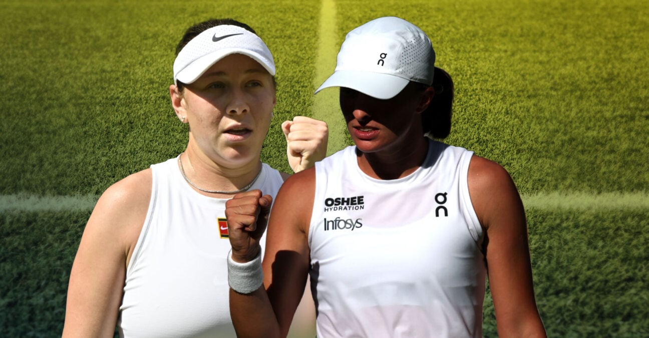 Amanda Anisimova and Iga Swiatek, Wimbledon 2025