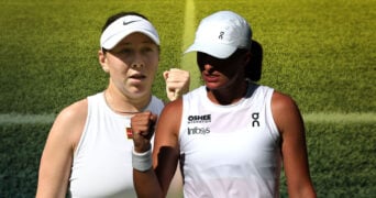 Amanda Anisimova and Iga Swiatek, Wimbledon 2025