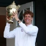 Jannik Sinner with 2025 Wimbledon trophy