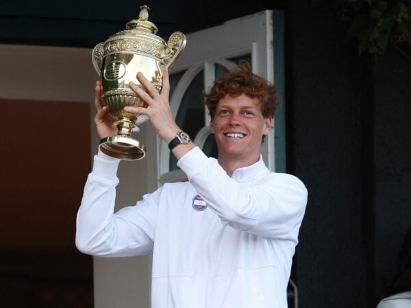Jannik Sinner with 2025 Wimbledon trophy