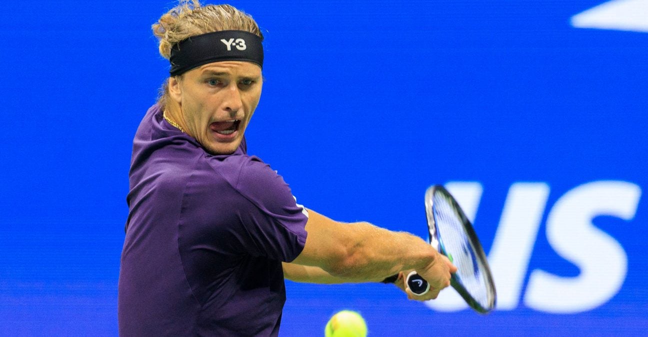 August 26, 2025, Flushing Meadows, New York, USA: Alexander Zverev hits a double backhand return during a match against Alejandro Tabilo on Day 3 of the 2025 US Open at USTA Billie Jean King National Tennis Center on Tuesday August 26, 2025 in the Flushing neighborhood of the Queens borough of New York City.