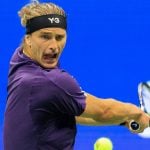 August 26, 2025, Flushing Meadows, New York, USA: Alexander Zverev hits a double backhand return during a match against Alejandro Tabilo on Day 3 of the 2025 US Open at USTA Billie Jean King National Tennis Center on Tuesday August 26, 2025 in the Flushing neighborhood of the Queens borough of New York City.