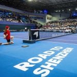 General view of the qualifying group C tennis match of the Billie Jean King Cup 2025 tournament in Bratislava