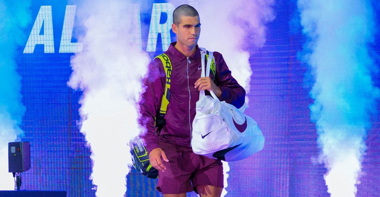 August 25, 2025, Flushing Meadows, New York, USA: Carlos Alcaraz is introduced for his match against Reilly Opelka on Day 2 of the 2025 US Open at USTA Billie Jean King National Tennis Center on Monday August 25, 2025 in the Flushing neighborhood of the Queens borough of New York City.