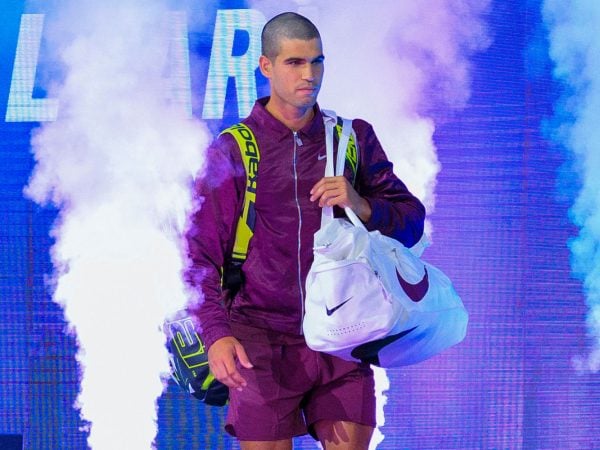 August 25, 2025, Flushing Meadows, New York, USA: Carlos Alcaraz is introduced for his match against Reilly Opelka on Day 2 of the 2025 US Open at USTA Billie Jean King National Tennis Center on Monday August 25, 2025 in the Flushing neighborhood of the Queens borough of New York City.