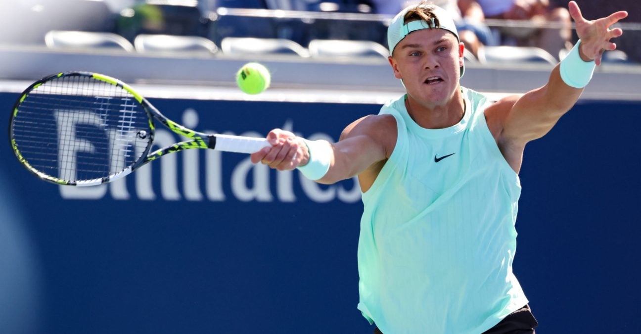2025-08-26 2025 US Open NEW YORK, UNITED STATES - AUGUST 26: Holger Rune of Denmark during Day 2 of the 2025 US Open at USTA Billie Jean King National Tennis Center on August 26, 2025 in New York, United States. Photo by Erik van Leeuwen/BSR Agency New York United States Content not available for redistribution in The Netherlands directly or indirectly through any third parties.