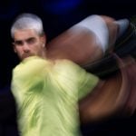 Motion blur of Carlos Alcaraz, Rolex Paris Masters 2025