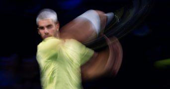 Motion blur of Carlos Alcaraz, Rolex Paris Masters 2025