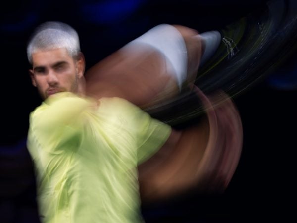 Motion blur of Carlos Alcaraz, Rolex Paris Masters 2025