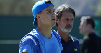 Holger Rune with Patrick Mouratoglou, Indian Wells 2024