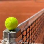 Tennis ball on a tennis court