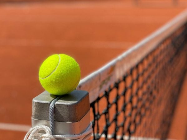 Tennis ball on a tennis court