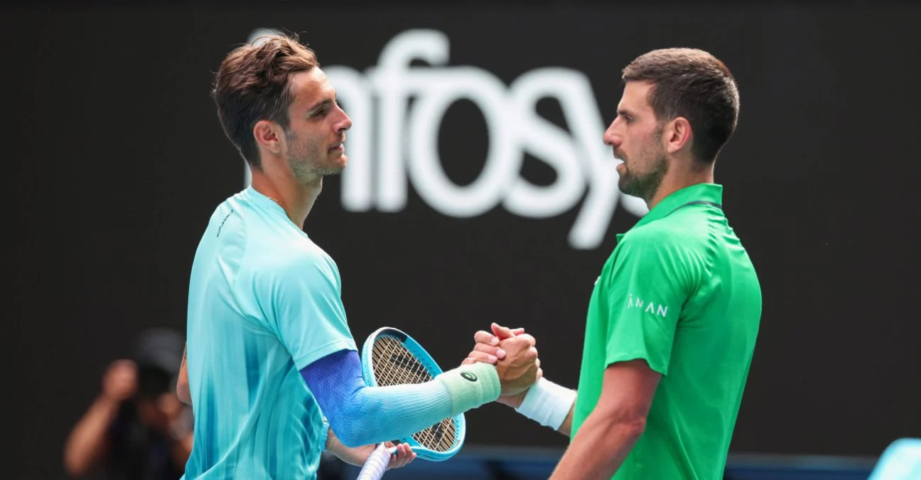 Lorenzo Musetti and Novak Djokovic, Austalian Open 2026