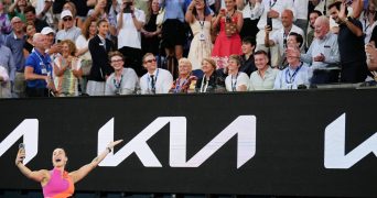 Aryna Sabalenka doing a legendary selfie