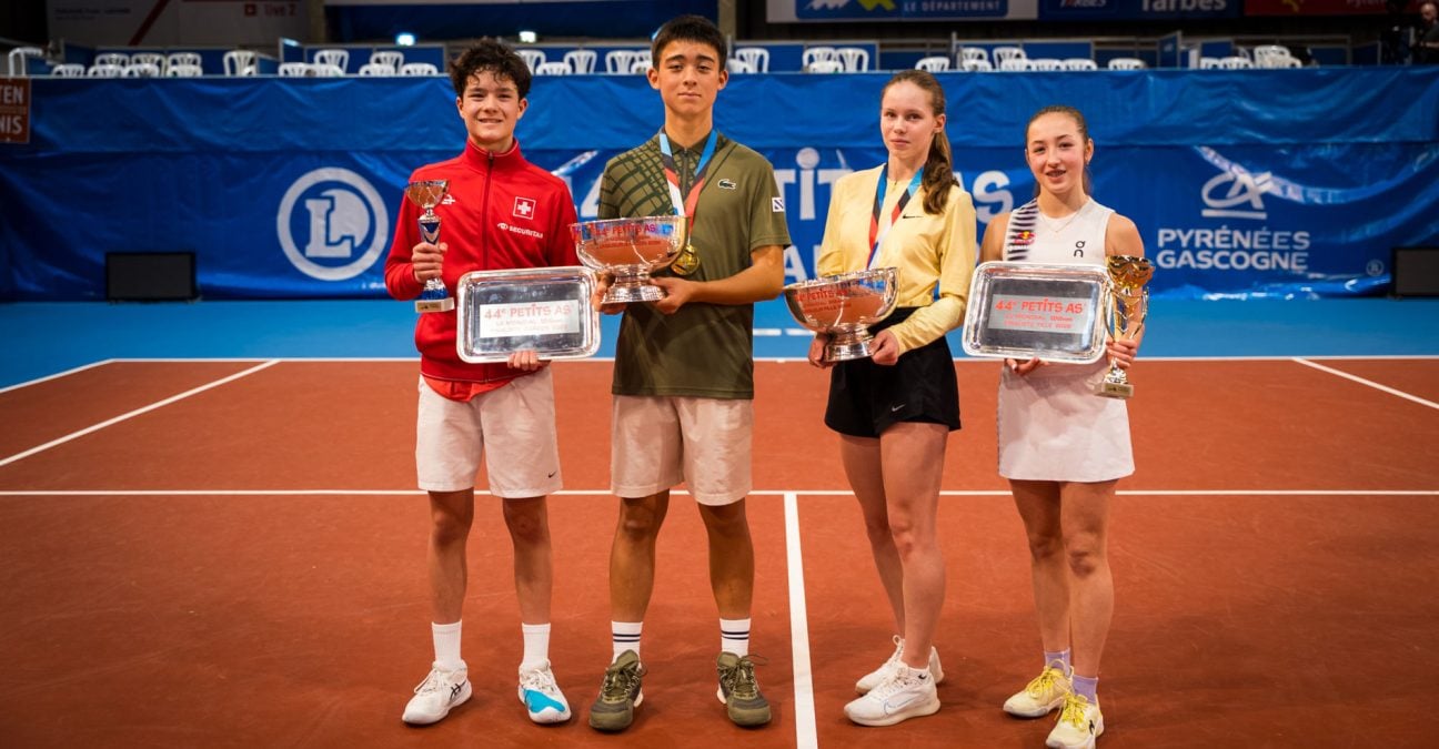 Richard Mitchell (Switzerland), Lyoma Hotelier (Japan), Aleksandra Karabanova and Elizaveta Anikina (1st seed, Estonia), Petits As 2026 | © Jeronimo Acero / Tennis Majors