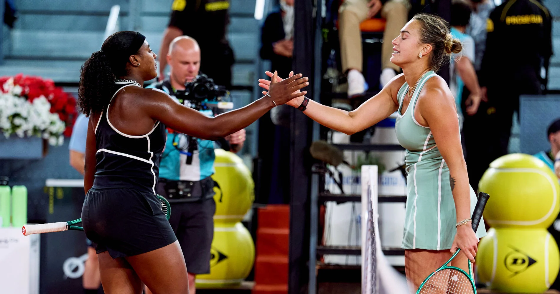 Hayley Baptiste and Aryna Sabalenka, Madrid 2026