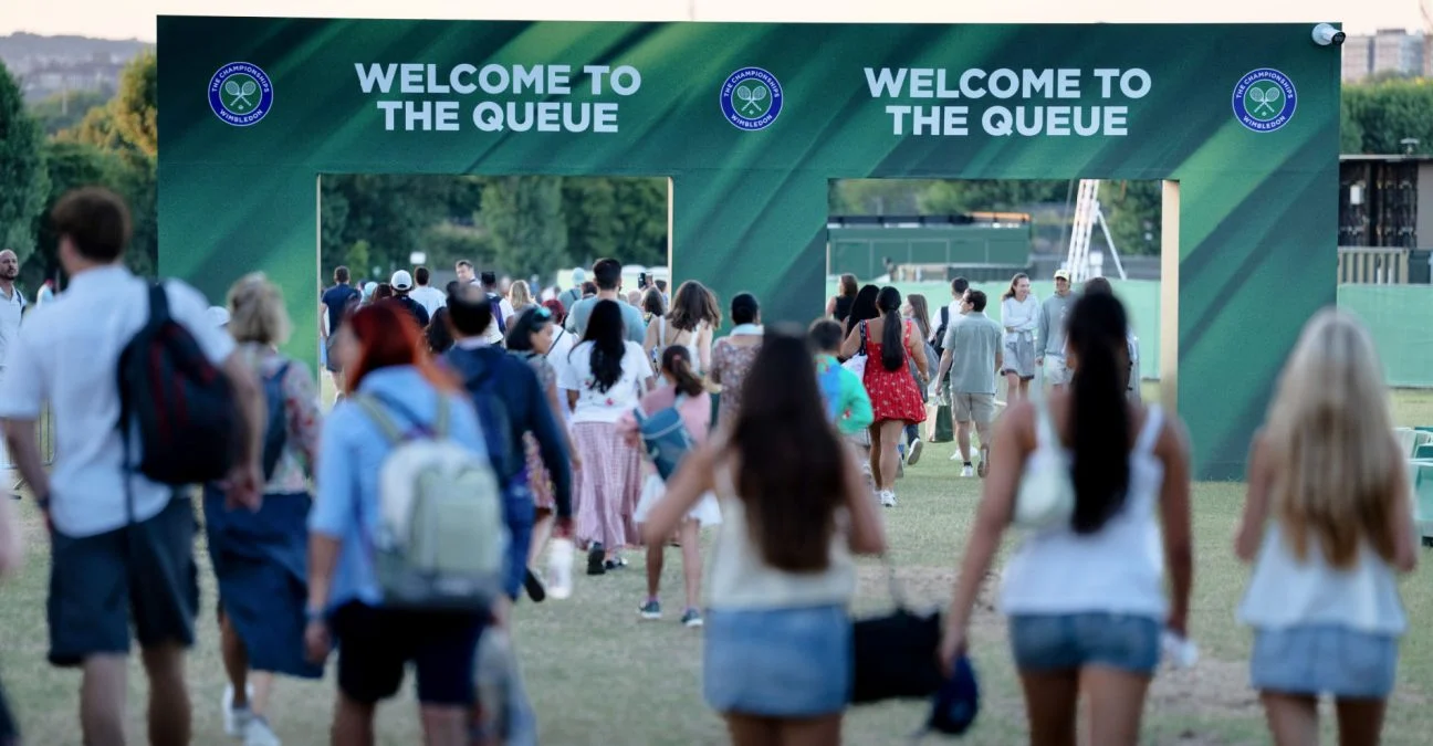Early morning queue for tickets in Wimbledon Park at The Championships 2025