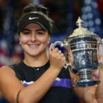 Bianca Andreescu with her 2019 US Open trophy