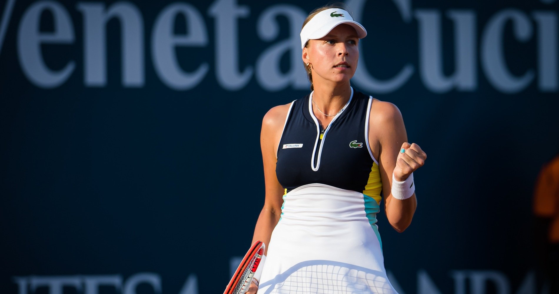 Anett Kontaveit of Estonia in action during the quarter-finals against Elisabetta Cocciaretto of Italy at the 2020 Palermo Ladies Open WTA International tennis tournament