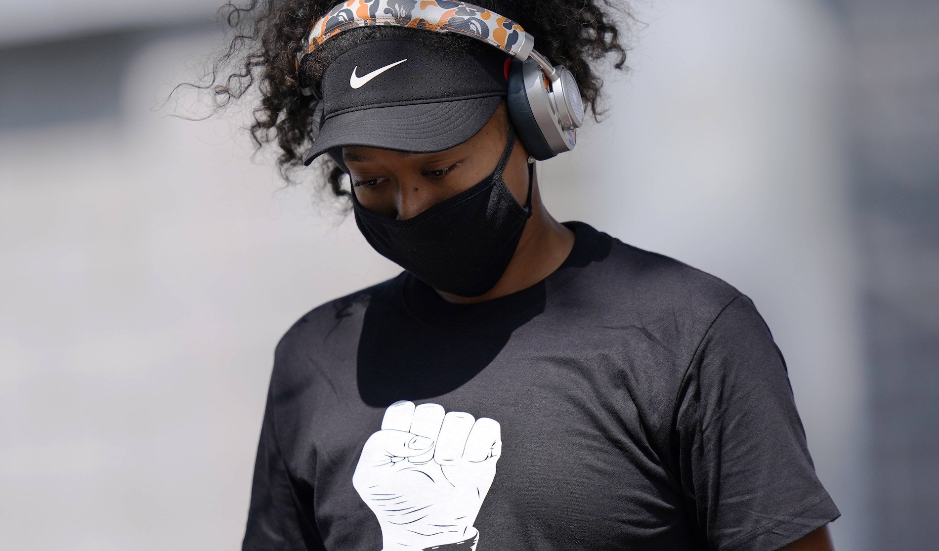 Naomi Osaka during the Western and Southern Open 2020, with a Black Lives Matter shirt