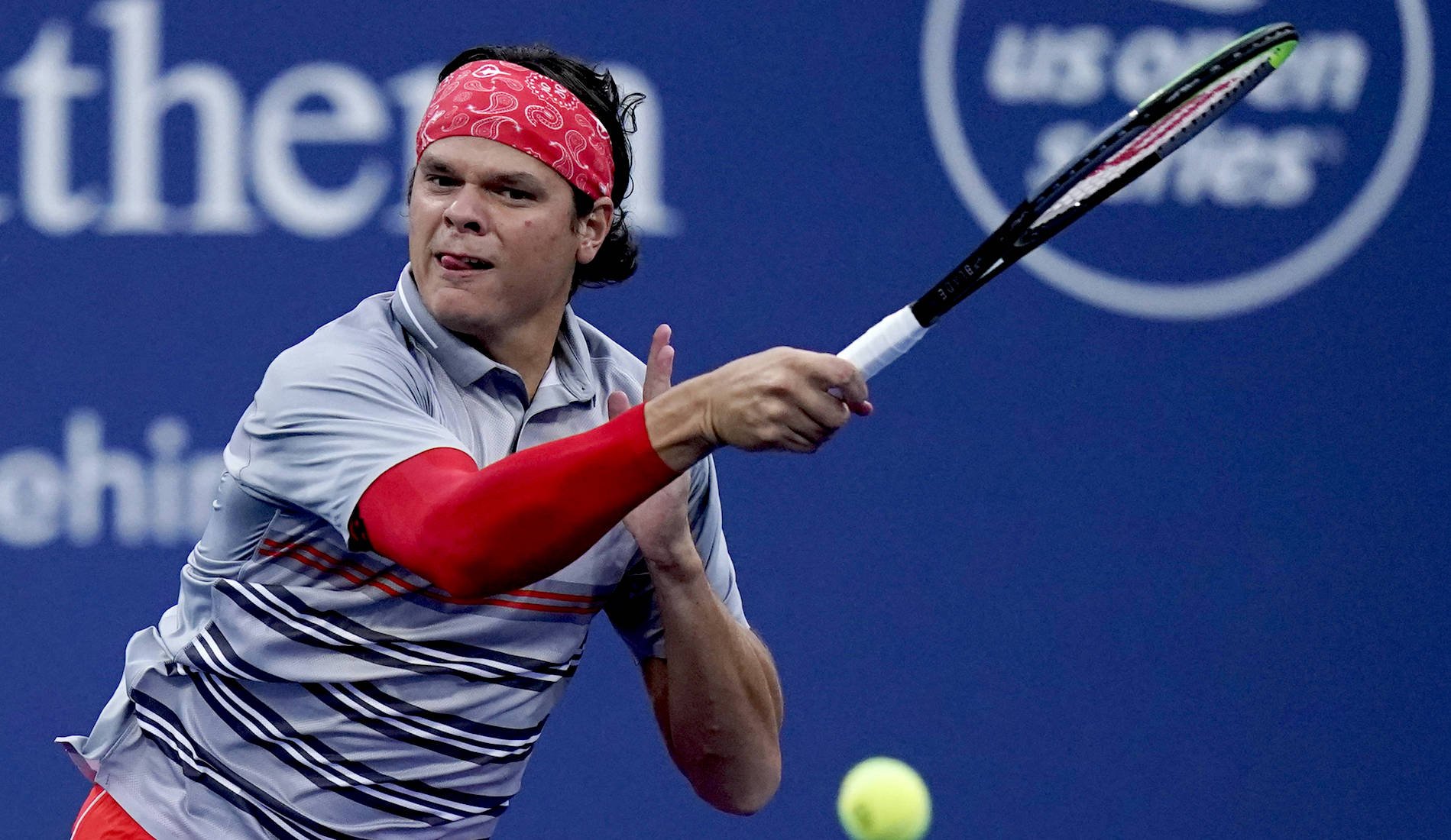 Milos Raonic, of Canada, during Western & Southern Open, August 2020.