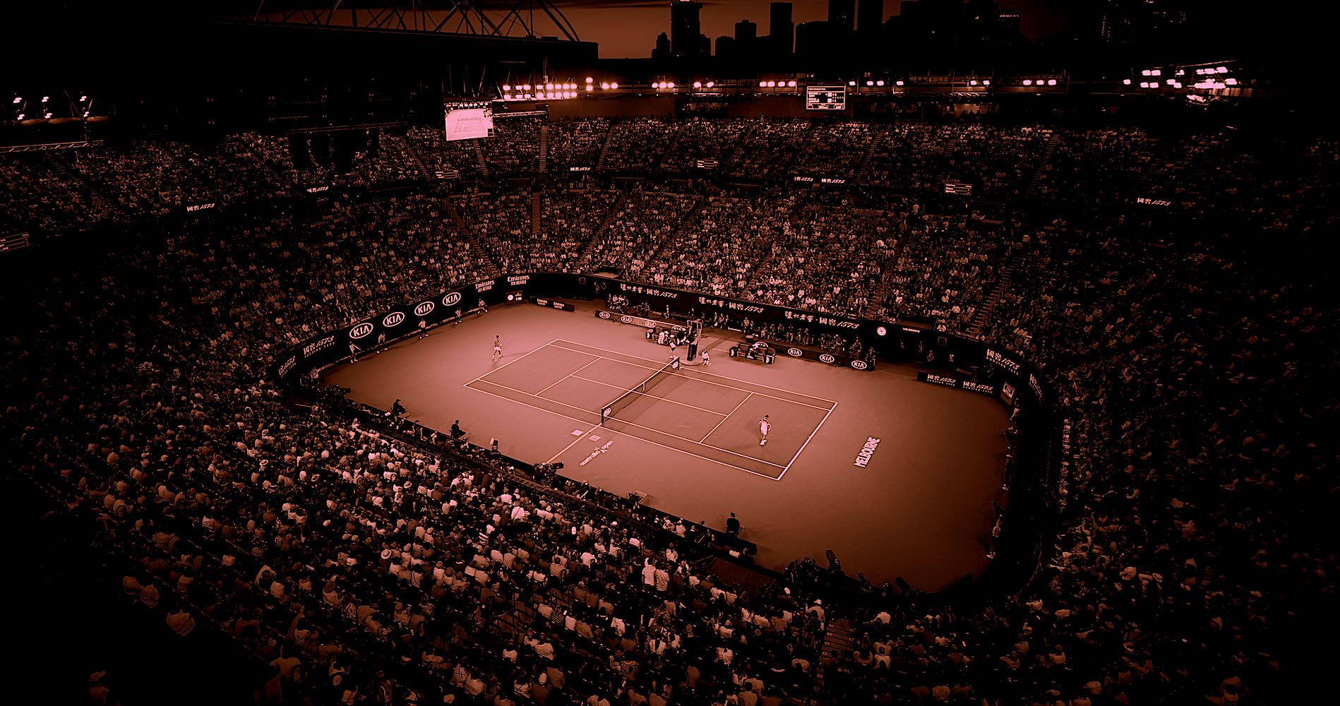 Rod Laver Arena stylized by COVID-19 fears