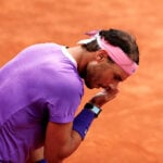 Rafael Nadal reacts during his final match against Novak Djokovic