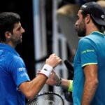 Novak Djokovic & Matteo Berrettini at ATP Finals in 2019