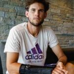 Dominic Thiem, with his injured right wrist